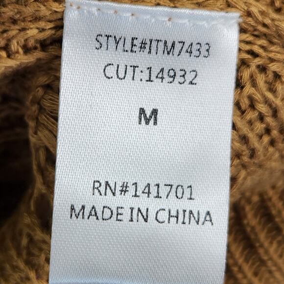 143 Story by Line Up Open Knit Pullover Sweater Women’s SZ M Camel Button Detail - Picture 13 of 14